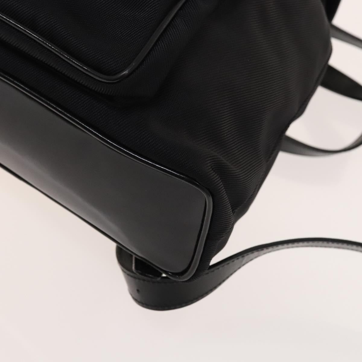 Gucci Vintage Bamboo Backpack Nylon and Patent Leather, BLACK, NYLON, Backpack