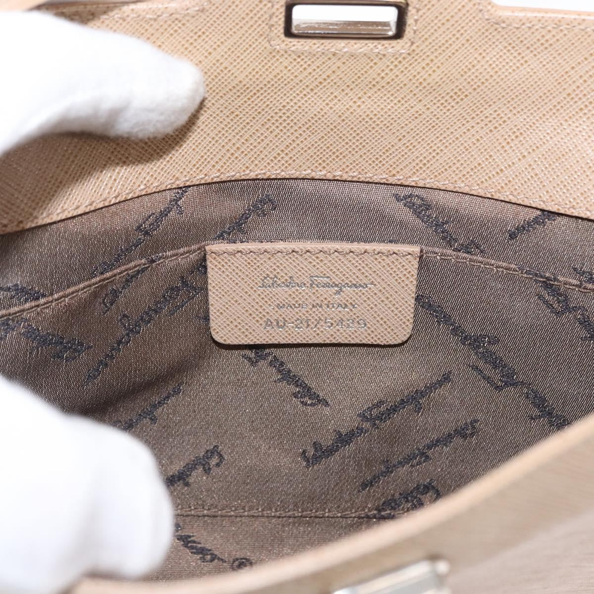 Salvatore Ferragamo Gancini Shoulder Bag Leather, BEIGE, LEATHER, Shoulder bag