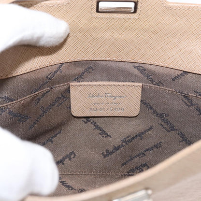 Salvatore Ferragamo Gancini Shoulder Bag Leather, BEIGE, LEATHER, Shoulder bag