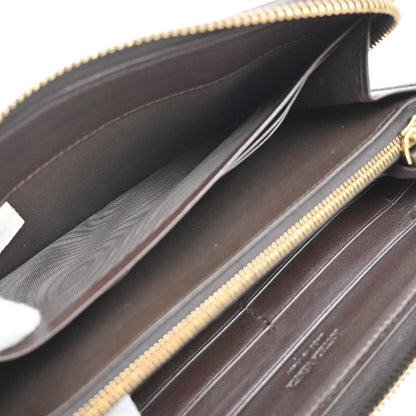 Bottega Veneta Intrecciato Long Zip  Wallet Leather, Brown, Leather, Wallet