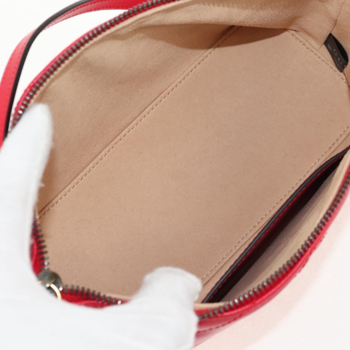 Gucci GG Marmont Pochette Shoulder Bag Matelasse Leather, RED, LEATHER, Clutche & pouche