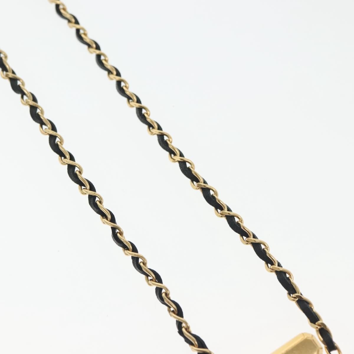 "Chanel CC Perfume Bottle Pendant Chain Long Necklace Metal with Leather, Crystals and Faux Pearl", GOLD, METAL, Necklace