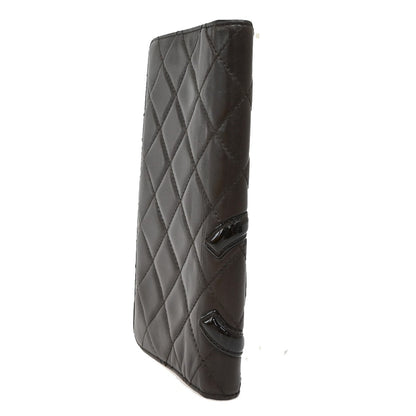 Chanel Cambon Zip Around Wallet Quilted Lambskin, BROWN, PATENT_LEATHER, Wallets