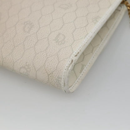 Christian Dior Vintage Honeycomb chain Canvas, WHITE, CANVAS, Handbag