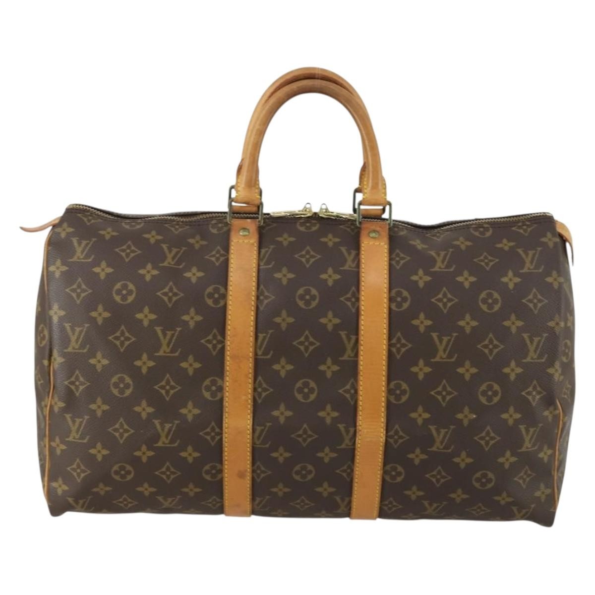 Louis Vuitton Keepall Bag Monogram Canvas, BROWN, CANVAS, Travel bag