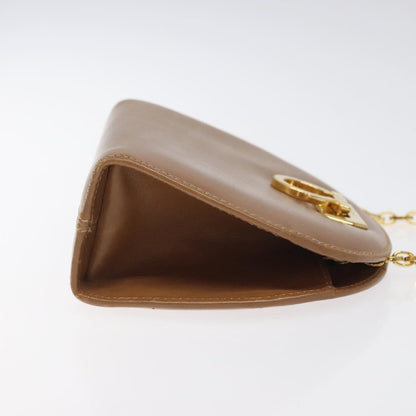 Salvatore Ferragamo Vintage Gancini Chain Shoulder Bag Leather, BROWN, LEATHER, Shoulder bag