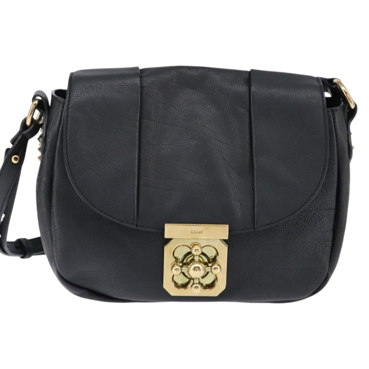 Chloe Elsie Crossbody Bag Leather, BLACK, LEATHER, Shoulder bag