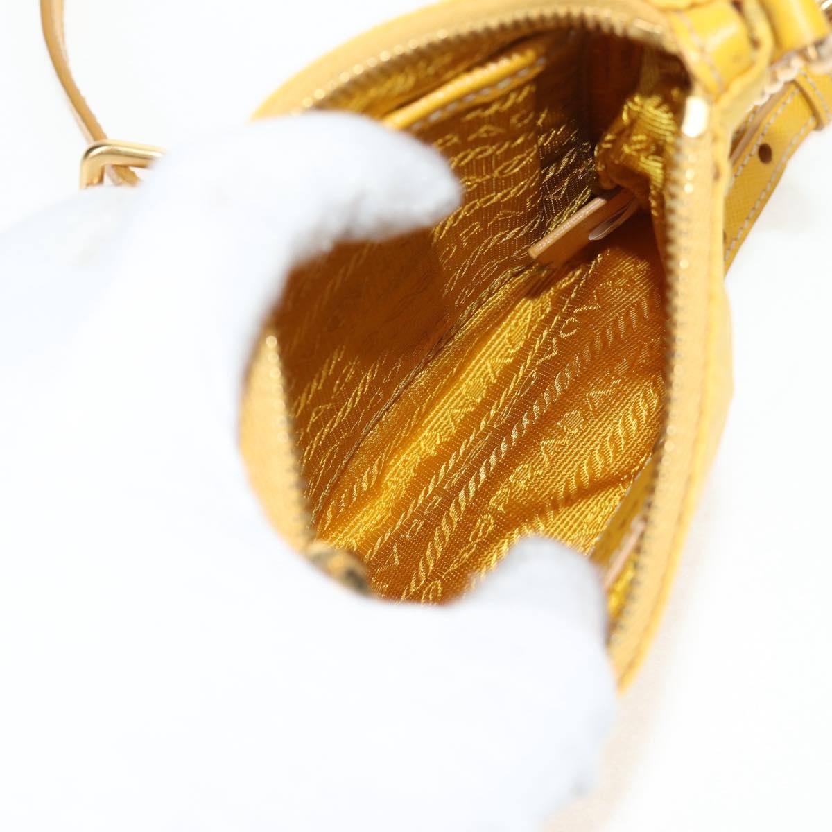 Prada Logo Chain Crossbody Bag Tessuto and Saffiano Leather, YELLOW, NYLON, Clutche & pouche