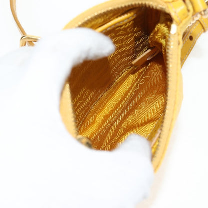 Prada Logo Chain Crossbody Bag Tessuto and Saffiano Leather, YELLOW, NYLON, Clutche & pouche