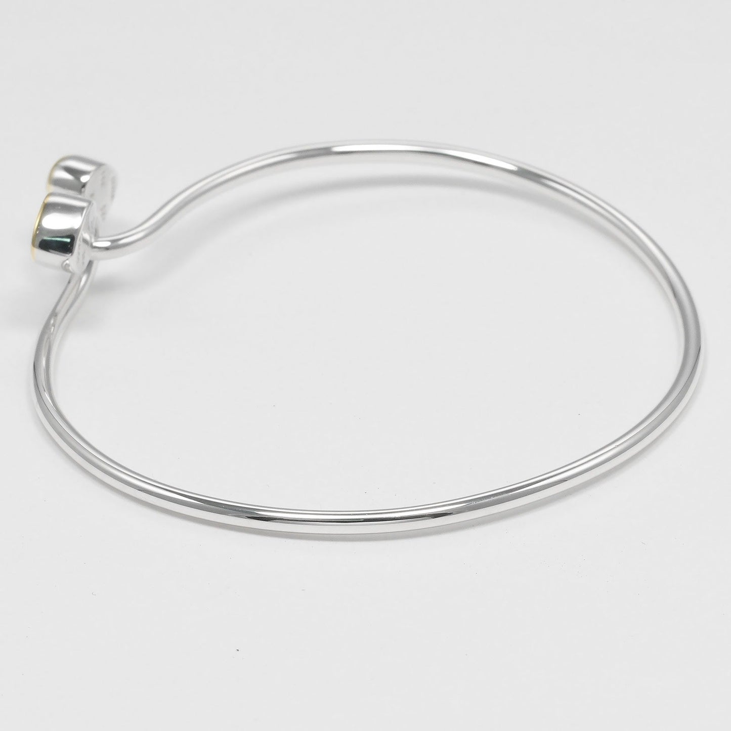 Tiffany & Co. Double Heart Lock Bangle Bracelet Sterling Silver with 18K Yellow Gold, SILVER, SILVER, Bracelet