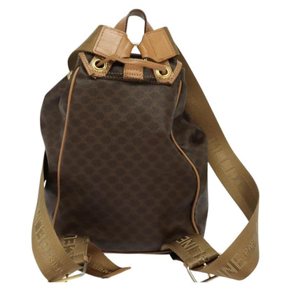 Celine Vintage Macadam Backpack Canvas and Leather, Brown, Canvas, Backpack