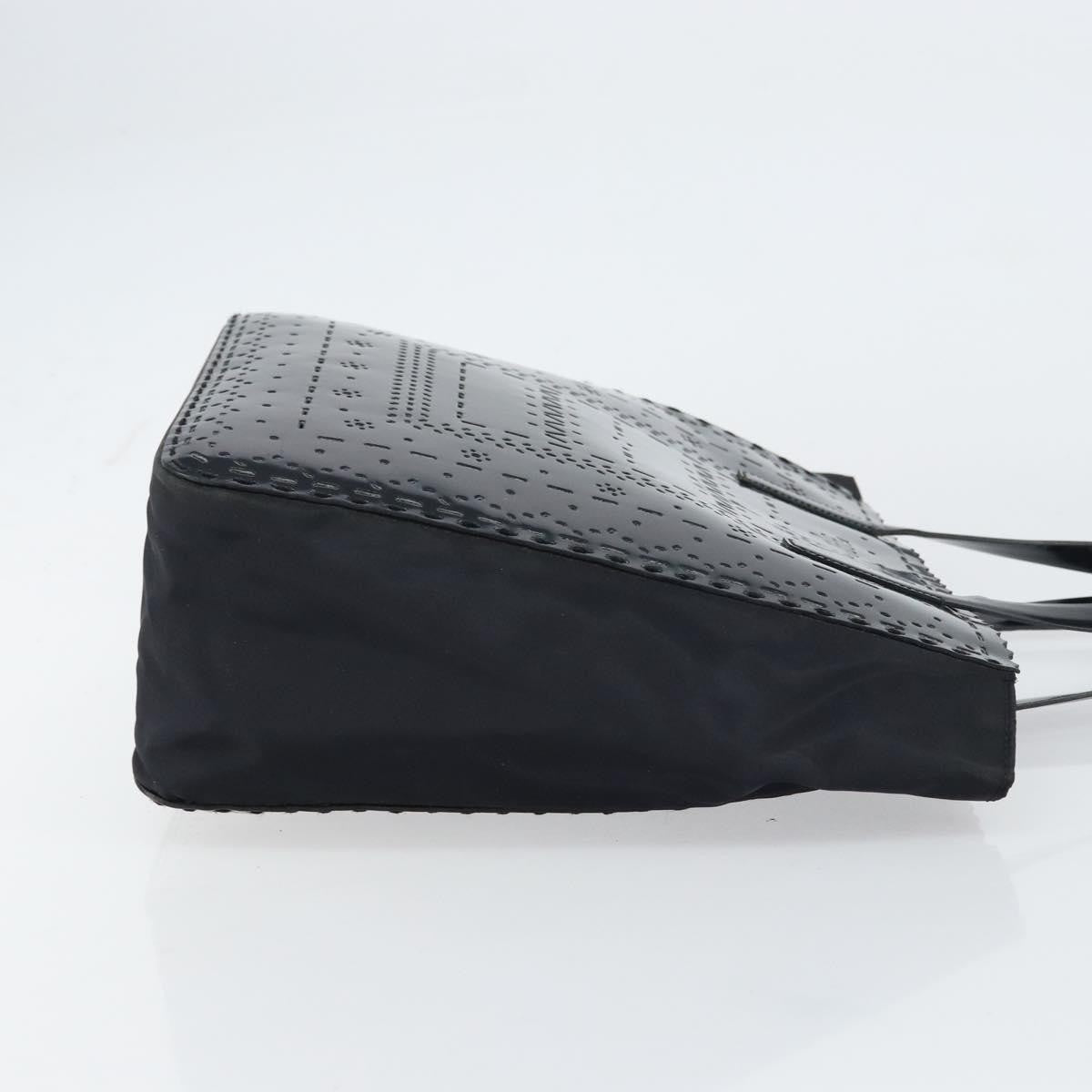 Prada Vintage Tote Tessuto with Leather, BLACK, PATENT_LEATHER, Tote bag