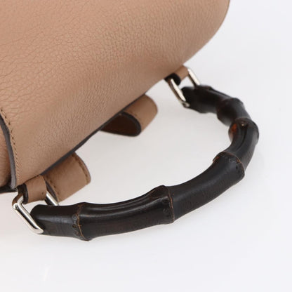 Gucci Vintage Bamboo Backpack Leather, BEIGE, LEATHER, Backpack