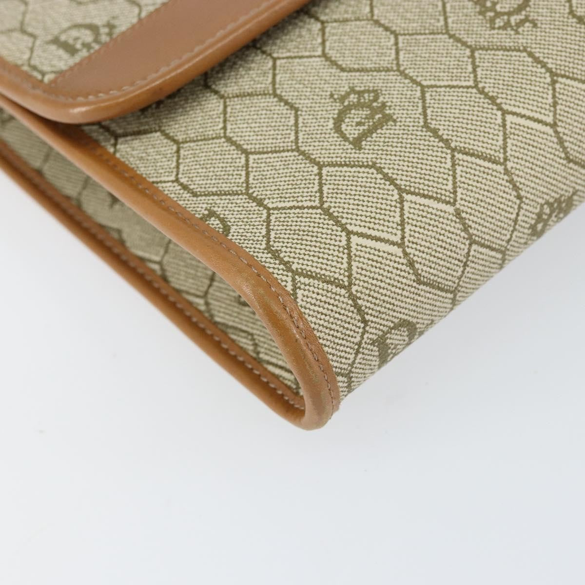 Christian Dior Vintage Honeycomb chain Canvas, BEIGE, CANVAS, Shoulder bag