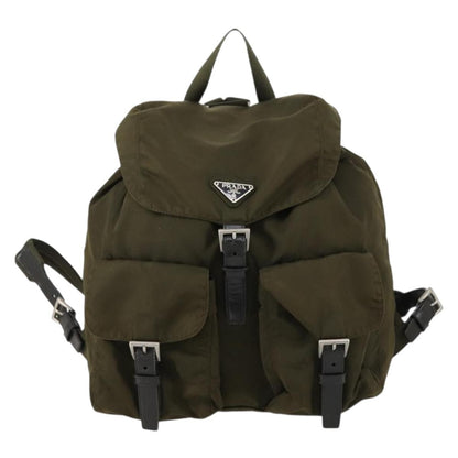 Prada Double Front Pocket Backpack Tessuto, KHAKI, NYLON, Backpack
