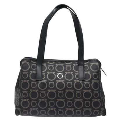 Salvatore Ferragamo Gancini Tote PVC Leather, BLACK, PVC, Tote bag