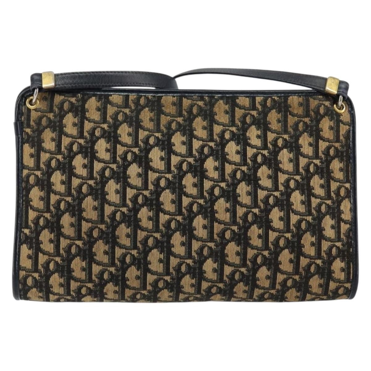 Christian Dior Vintage Trotter Shoulder Bag Canvas, NAVY, CANVAS, Shoulder bag