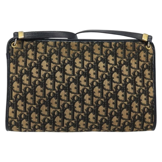 Christian Dior Vintage Trotter Shoulder Bag Canvas, NAVY, CANVAS, Shoulder bag