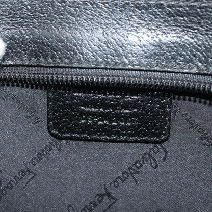 Salvatore Ferragamo Logo Zip Pouch Leather, BLACK, LEATHER, Clutche & pouche