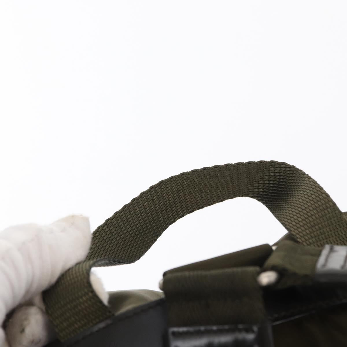 Prada Vela Double Front Pocket Backpack Tessuto with Saffiano Leather, KHAKI, NYLON, Backpack