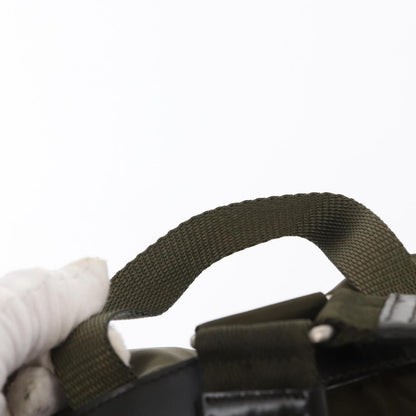 Prada Vela Double Front Pocket Backpack Tessuto with Saffiano Leather, KHAKI, NYLON, Backpack