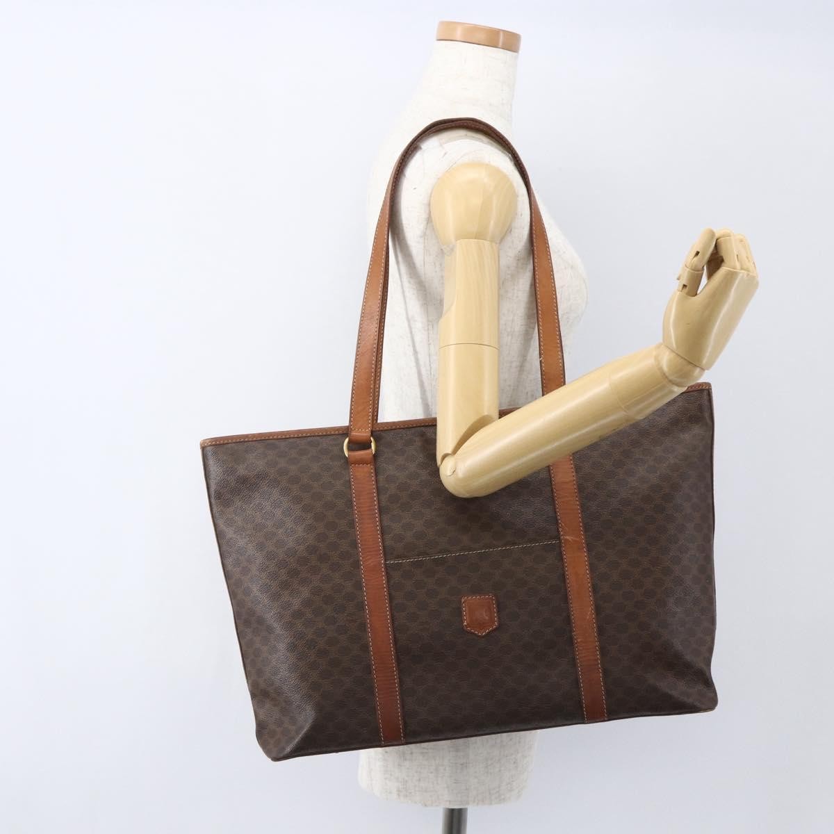 Celine Vintage Macadam Tote bag Canvas, BROWN, CANVAS, Tote bag