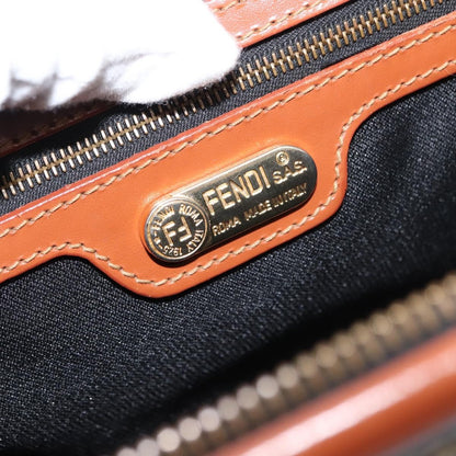 Fendi Vintage Pequin Convertible Boston Bag Coated Canvas, BROWN, CANVAS, Handbag