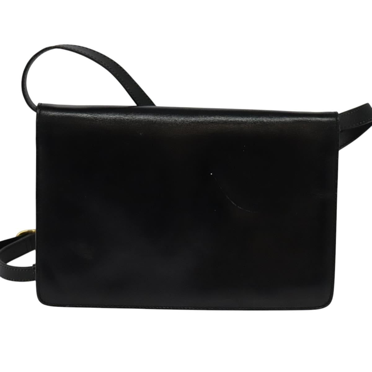 Celine Envelope Shoulder Bag Leather, BLACK, LEATHER, Shoulder bag