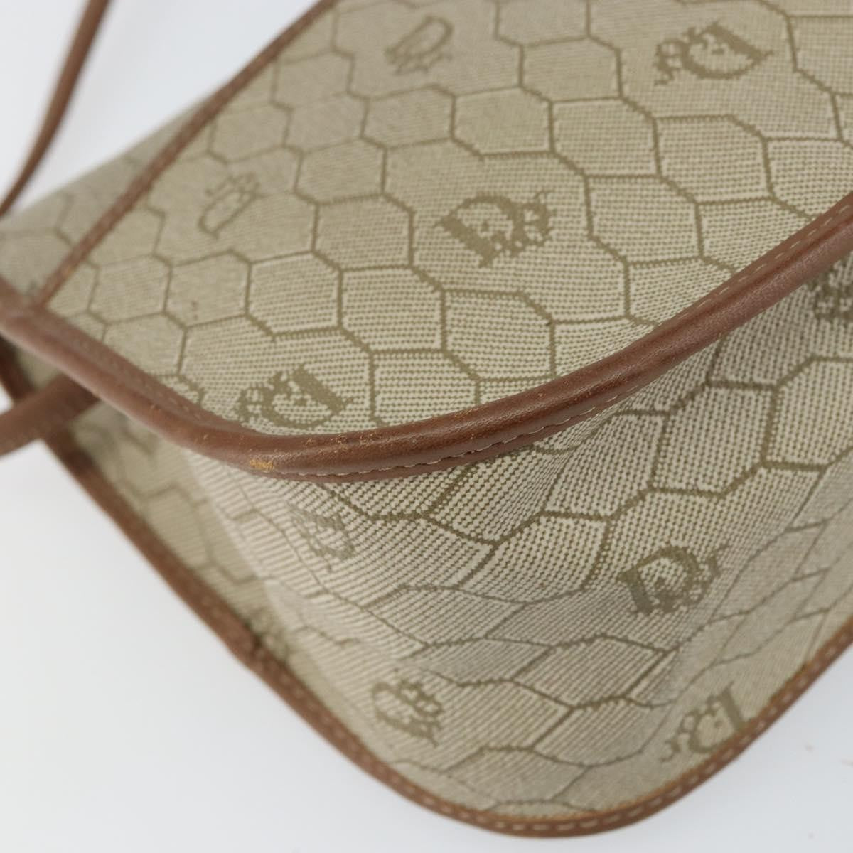 Christian Dior Vintage Honeycomb Shoulder Bag Canvas, BEIGE, CANVAS, Shoulder bag