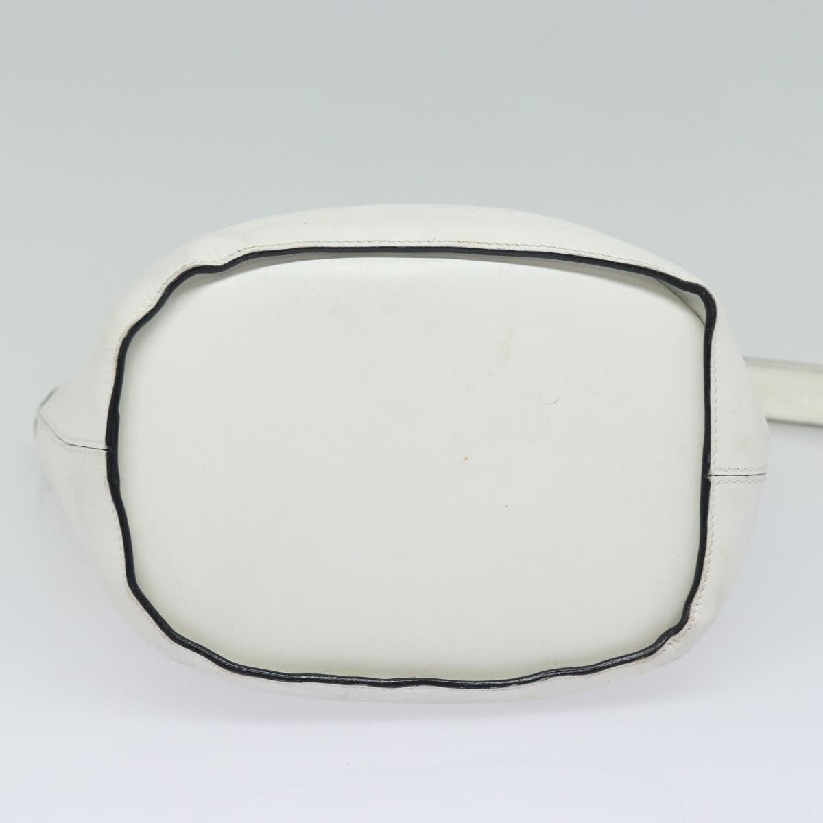 Celine Circle logo Leather, WHITE, LEATHER, Shoulder bag