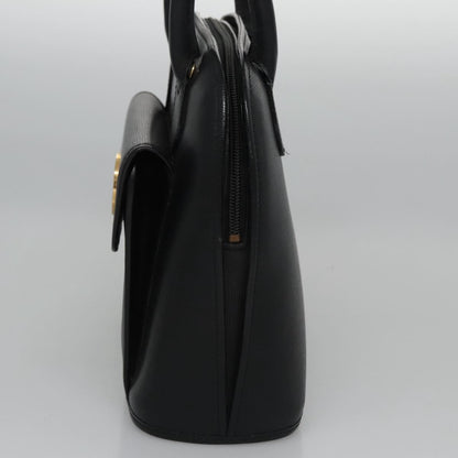 Celine Circle Logo Handbag Leather, BLACK, LEATHER, Handbag