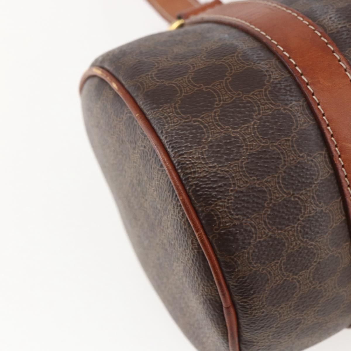 Celine Vintage Macadam Handbag Canvas and Leather, BROWN, CANVAS, Handbag