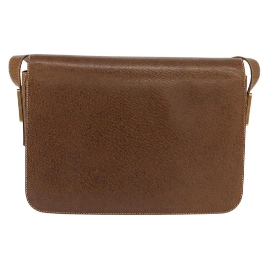 Gucci Vintage Flap Shoulder Bag Leather, BROWN, LEATHER, Shoulder bag