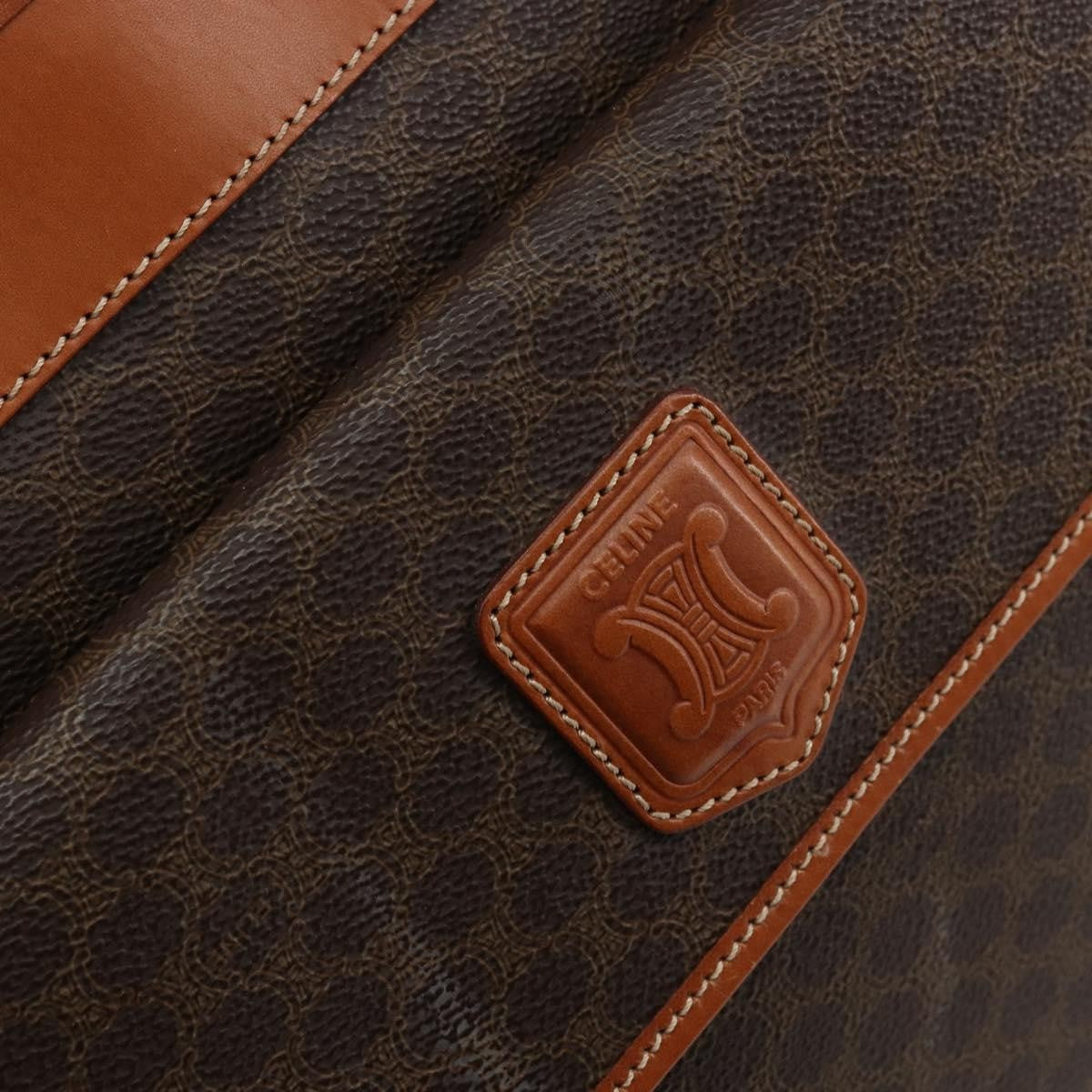 Celine Vintage Macadam Tote bag Canvas and Leather, BROWN, CANVAS, Tote bag