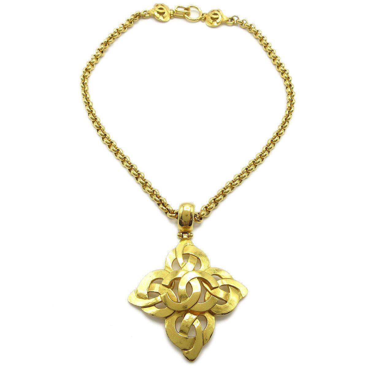 Chanel CC Heart Pendant Necklace Metal, GOLD, GOLD_PLATED, Necklace