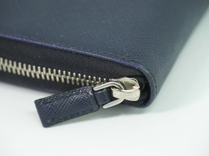 Prada Saffiano Wallet Leather, NAVY, LEATHER, Wallets