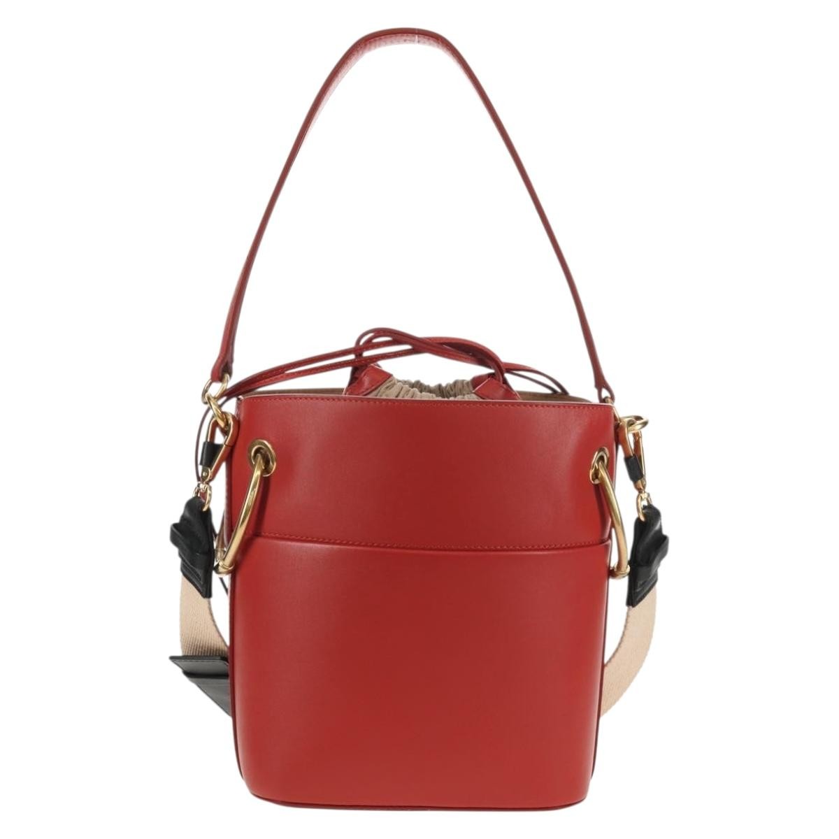 Chloe Roy Bucket Bag Leather, RED, LEATHER, Shoulder bag
