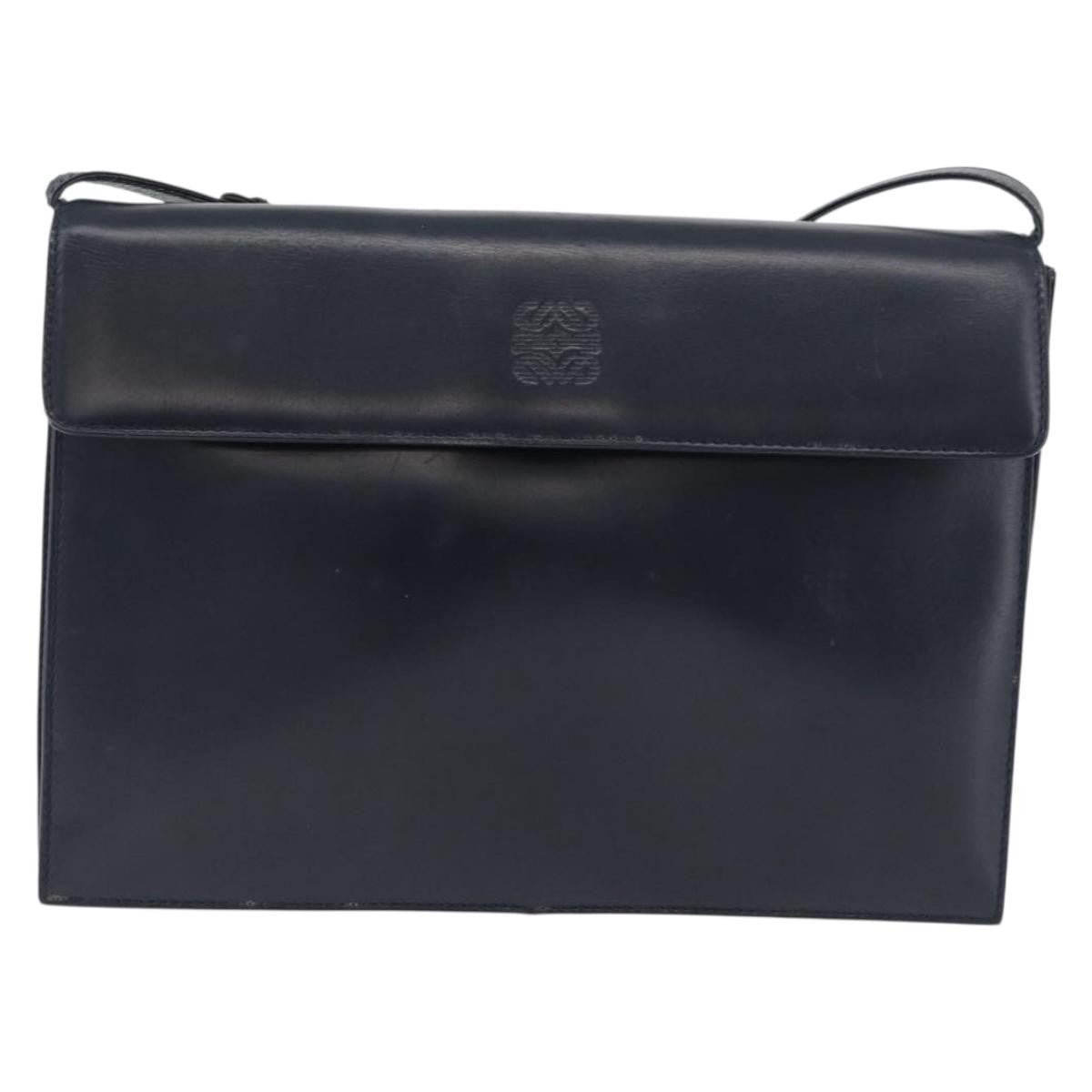 Loewe Anagram Shoulder Bag Leather, Navy, Leather, Shoulder Bag