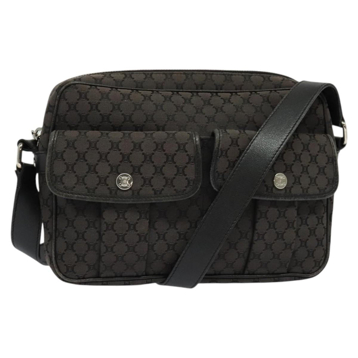 Celine Vintage Macadam Shoulder Bag Canvas, BLACK, CANVAS, Shoulder bag