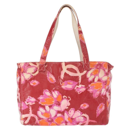 Chanel Vintage Floral Tote Canvas, RED, CANVAS, Tote bag