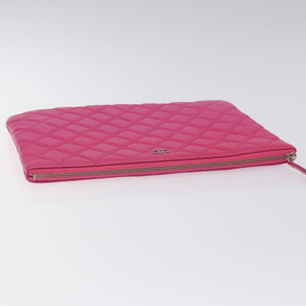 Chanel O Case Clutch Quilted Caviar, PINK, LEATHER, Clutche & pouche