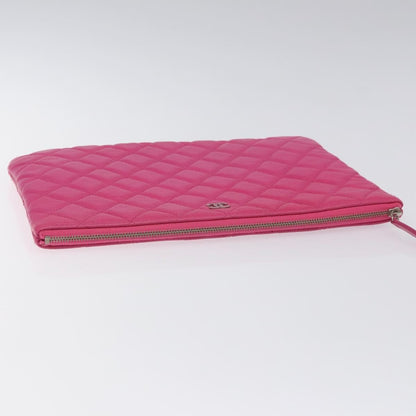 Chanel O Case Clutch Quilted Caviar, PINK, LEATHER, Clutche & pouche