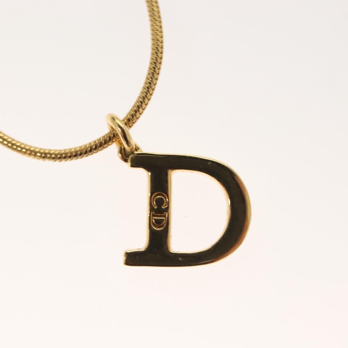 Christian Dior D logo Pendant Necklace Metal, GOLD, METAL, Necklace