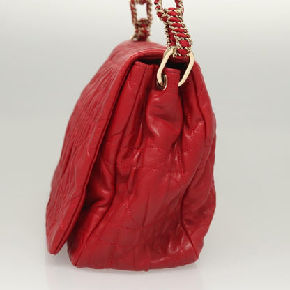 Christian Dior Delidior Chain Shoulder Bag Cannage Quilt Leather, RED, LEATHER, Shoulder bag