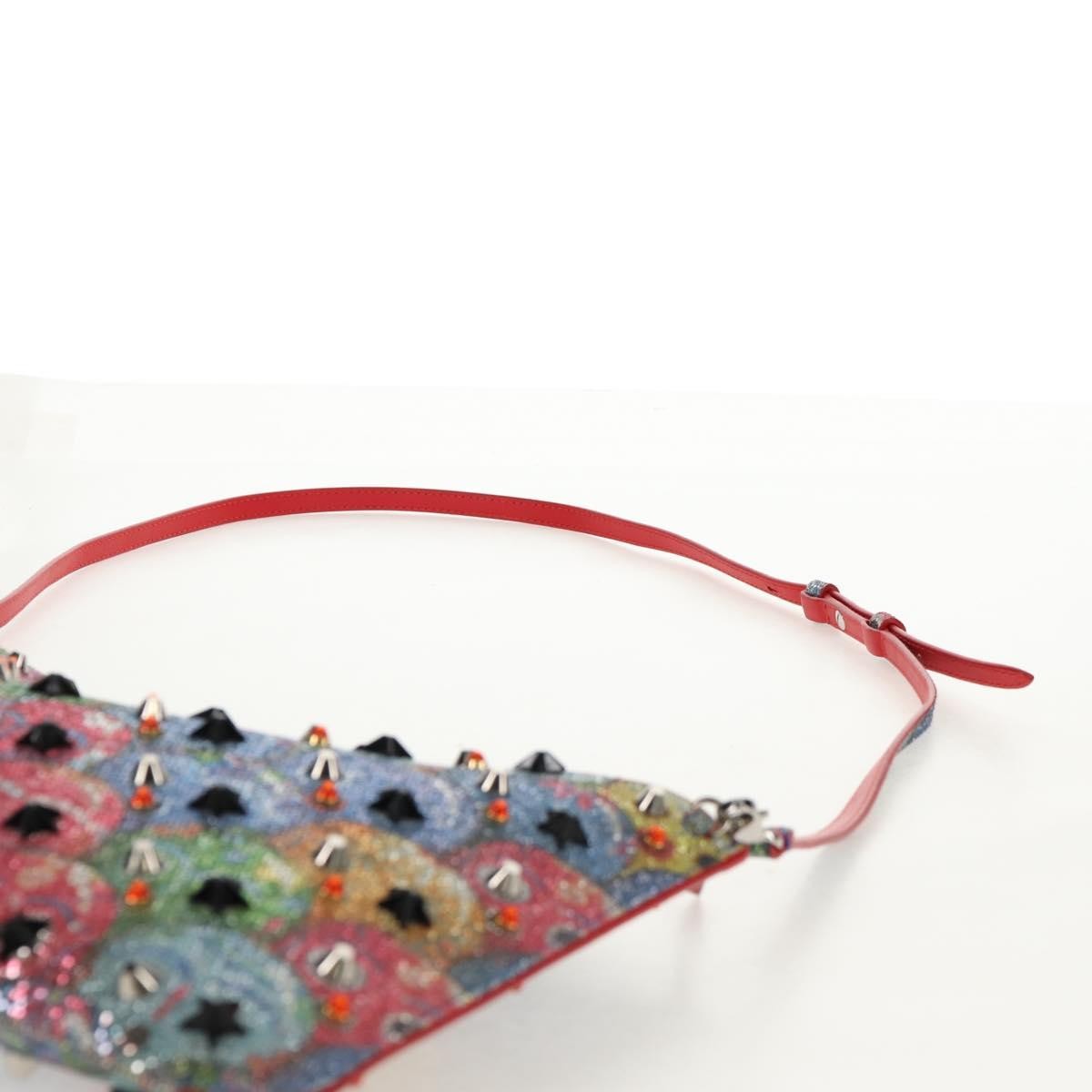 Christian Louboutin Loubiclutch Spiked Printed Leather, RED, CANVAS, Shoulder bag