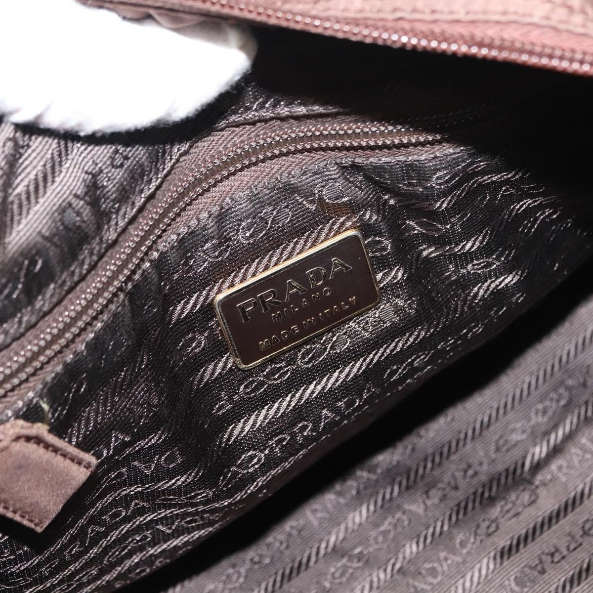 Prada Metal Handles Tote Tessuto, BROWN, NYLON, Handbag