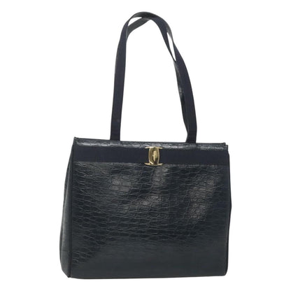 Salvatore Ferragamo Vara shoulder Bag Leather, NAVY, LEATHER, Shoulder bag