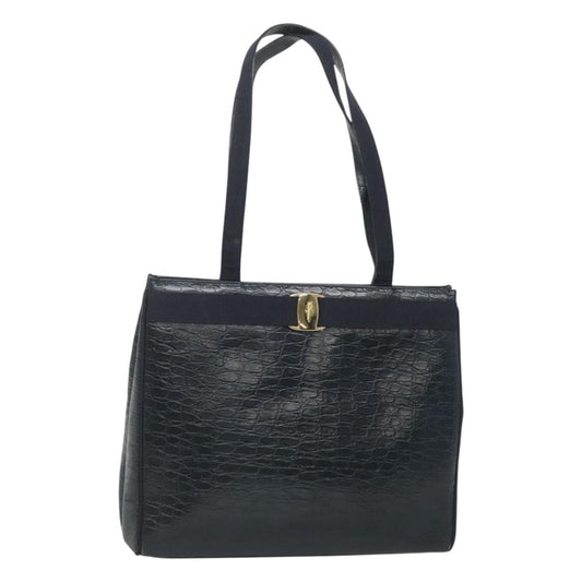 Salvatore Ferragamo Vara shoulder Bag Leather, NAVY, LEATHER, Shoulder bag