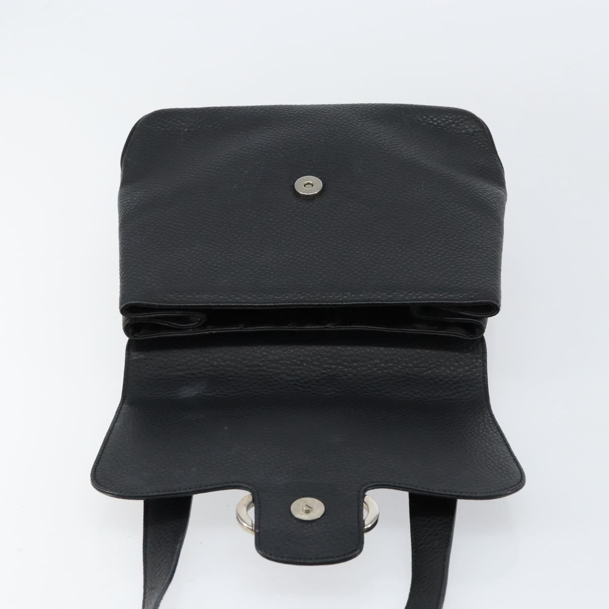 Salvatore Ferragamo Gancini Shoulder Bag Leather, BLACK, LEATHER, Shoulder bag