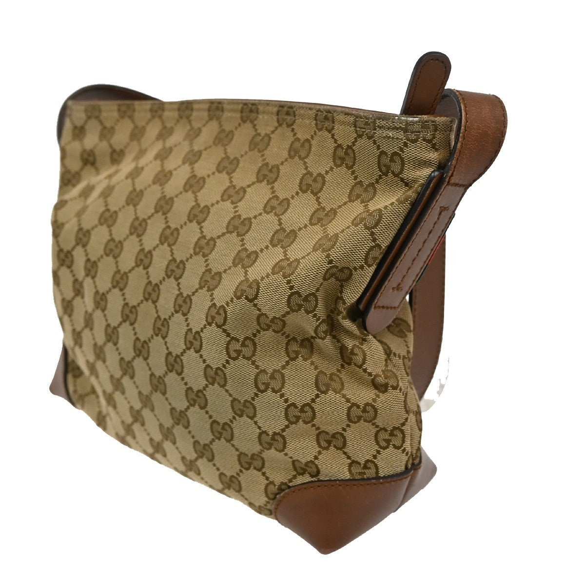 Gucci Web Loop Shoulder Bag GG Canvas, BROWN, CANVAS, Shoulder bag